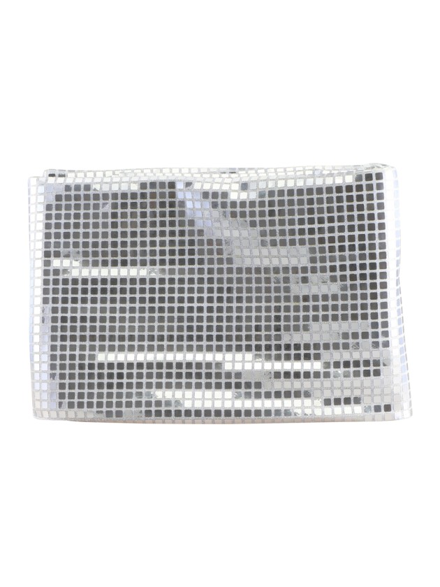 GEFALTETE TISCHDECKE EFFEKT DISKOKUGEL SILBER 139CM X 240CM