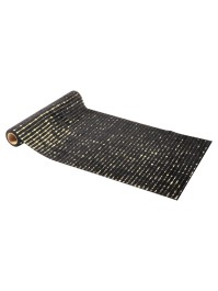 CHEMIN DE TABLE GLAMOUR VELOURS NOIR OR 27CM X 3M
