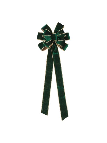 1 DARK GREEN VELVET TOP TREE BOW PEARLS FINISHING 28CM X 78CM