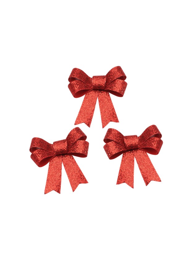 3 NOEUDS PVC PAILLETES HQ ROUGES 10CM X 12.7CM