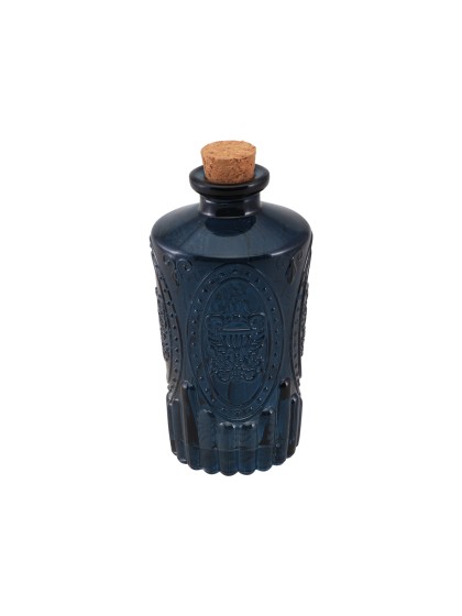 BLUE HALLOWEEN GLASS BOTTLE DIA 7CM X 13.5CM