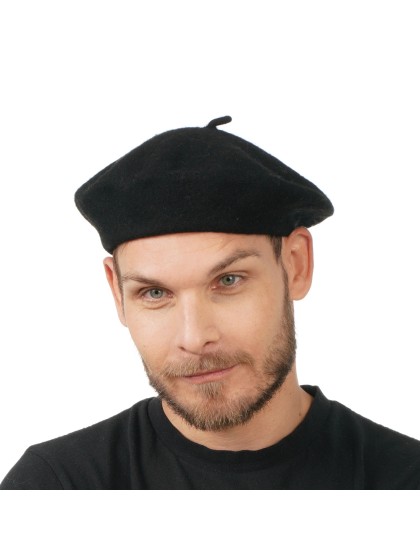 BARET SCHWARZ 80% WOLLE Einheitsgröße