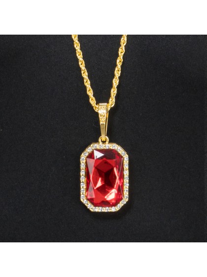 COLLIER RUBIS DE VAMPIRE PENDENTIF 3CM X 4CM / CHAINE 72CM