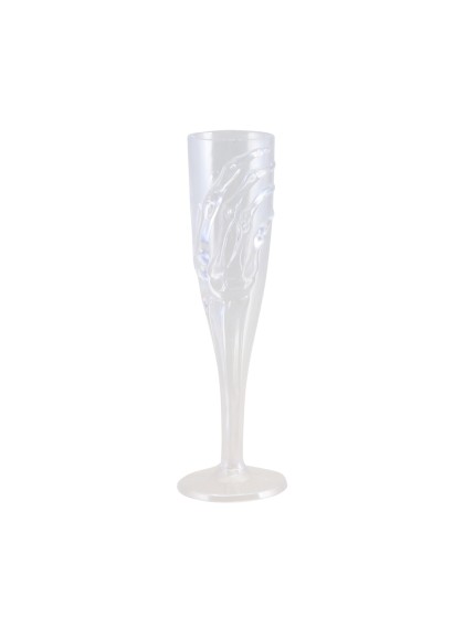 COUPE TRANSPARENT HAND SKELETT DIA BASE 6.2CM DIA COUPE 4.8CM X 20CM