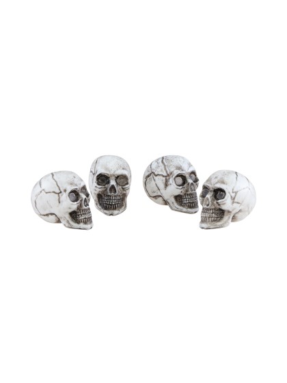 BAG OF 8 PLASTIC SKULLS 3CM X 5CM X 4CM