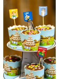 SET 8 CUPCAKE STICKS ASTERIX® 3CM X 8CM HT