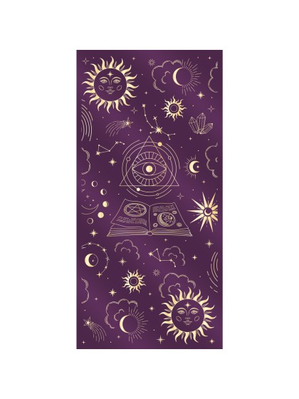 CHEMIN DE TABLE MYSTIQUE VELOURS VIOLET IMPRESSION OR 28CM X 3M