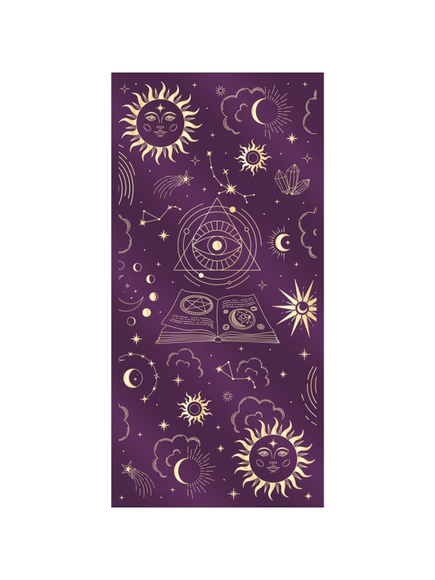 CHEMIN DE TABLE MYSTIQUE VELOURS VIOLET IMPRESSION OR 28CM X 3M