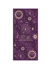CHEMIN DE TABLE MYSTIQUE VELOURS VIOLET IMPRESSION OR 28CM X 3M