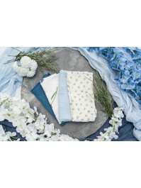 CHEMIN DE TABLE XL GAZE BLEU ACIER 90CM X 3M