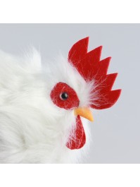 POULE BLANCHE PLUMES PICOTA 28CM X 14CM X 37CM