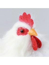 POULE BLANCHE PLUMES PM 20CM X 12CM X 20CM