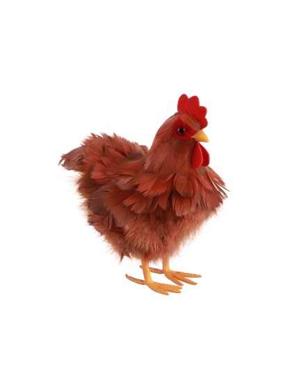 POULE ROUSSE PLUMES PM 20CM X 12CM X 20CM