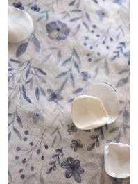 CHEMIN DE TABLE FLORAL VOILE VINTAGE BLEU 28CM X 3M