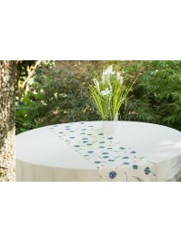 CHEMIN DE TABLE COTON GAUFRE BLEUETS 26CM X 3M