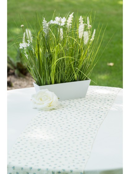 TABLE RUNNER COTTON EMBOSSED MYOSOTIS 26CM X 3M