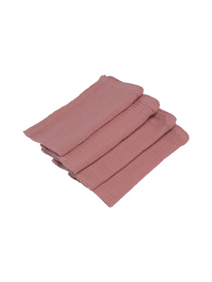 4 POWDER PINK EMBOSSED COTTON NAPKINS 40CM X 40CM