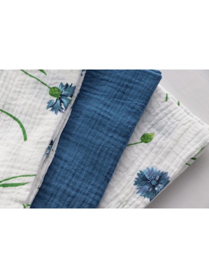 4 SERVIETTES COTON GAUFRE BLEU DENIM 40CM X 40CM