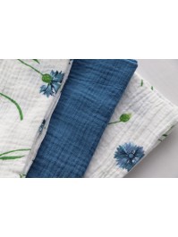 4 SERVIETTES COTON GAUFRE BLEU DENIM 40CM X 40CM