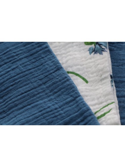 4 SERVIETTES COTON GAUFRE BLEU DENIM 40CM X 40CM