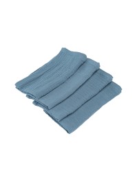 4 STEEL BLUE EMBOSSED COTTON NAPKINS 40CM X 40CM