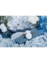 4 STEEL BLUE EMBOSSED COTTON NAPKINS 40CM X 40CM