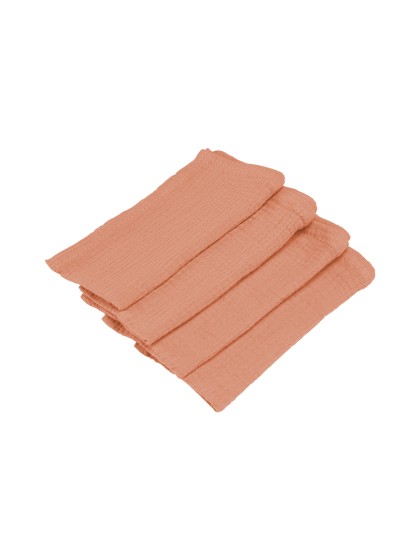 4 PEACH EMBOSSED COTTON NAPKINS 40CM X 40CM