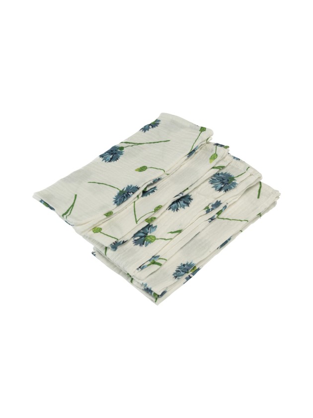 4 SERVIETTES COTON GAUFRE BLEUETS 40CM X 40CM