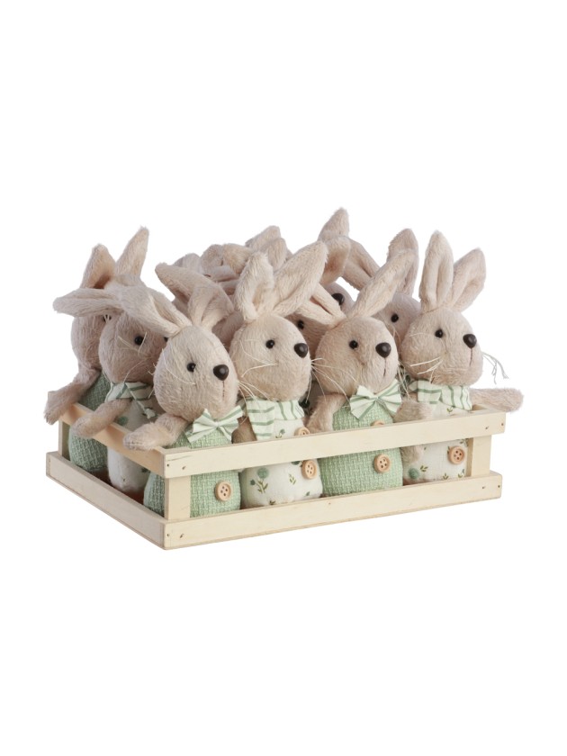 SAGE GREEN DECO RABBIT CHARLIE TO HANG 2 ASS 7CM X 5.5CM X 17CM
