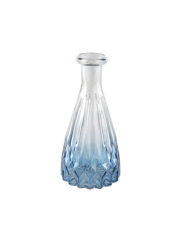GRADIENT BLUE GLASS ALEXANDRINE VASE DIA 6.8CM X 14.5CM