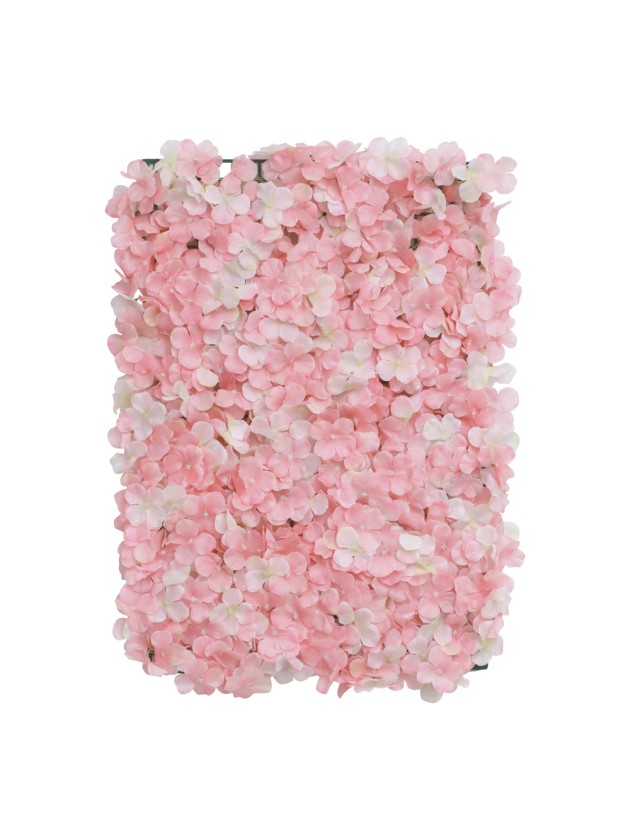 PANNEAU FLORAL FLEURS HORTENSIA ROSE 60CM X 40CM X 5CM