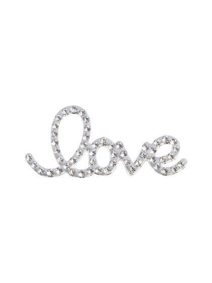4 SILVER METAL LETTERS LOVE DIAMOND 4CM X 2.2CM X 0.2CM