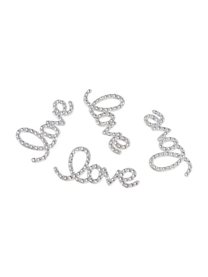 4 BUCHSTABEN METALL DIAMANT LOVE SILBER 4CM X 2.2CM X 0.2CM