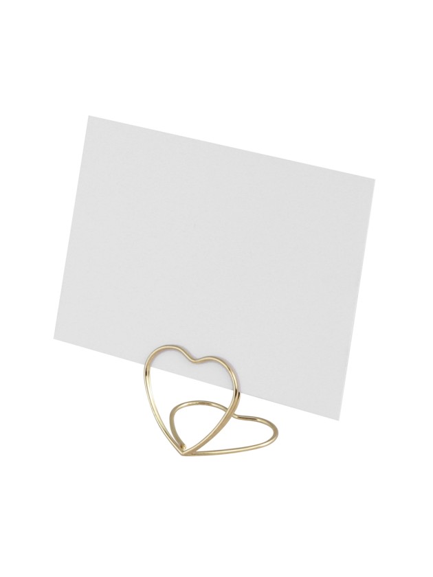 6 MARQUE-PLACES COEUR METAL OR 3CM X 2.6CM / 1.2MM