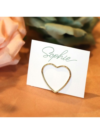6 MARQUE-PLACES COEUR METAL OR 3CM X 2.6CM / 1.2MM