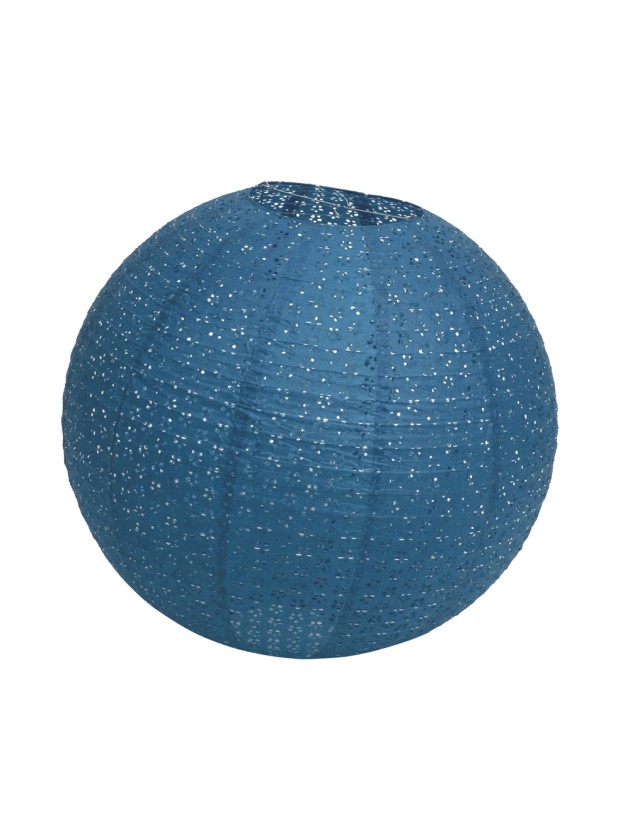LANTERNE PAPIER GM FLEURS AJOUREES BLEU DENIM DIA 60CM X 56CM