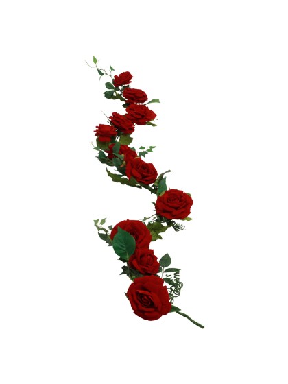 CENTRE DE TABLE ROSES LUXE VELOURS ROUGE DIA 20CM X 2M