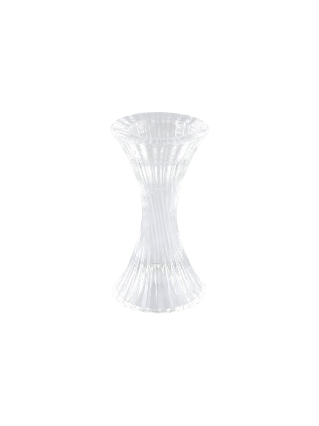 GLASS DOUBLE TAPER CANDLEHOLDER HYPERBOLE DIA 7CM X 13CM