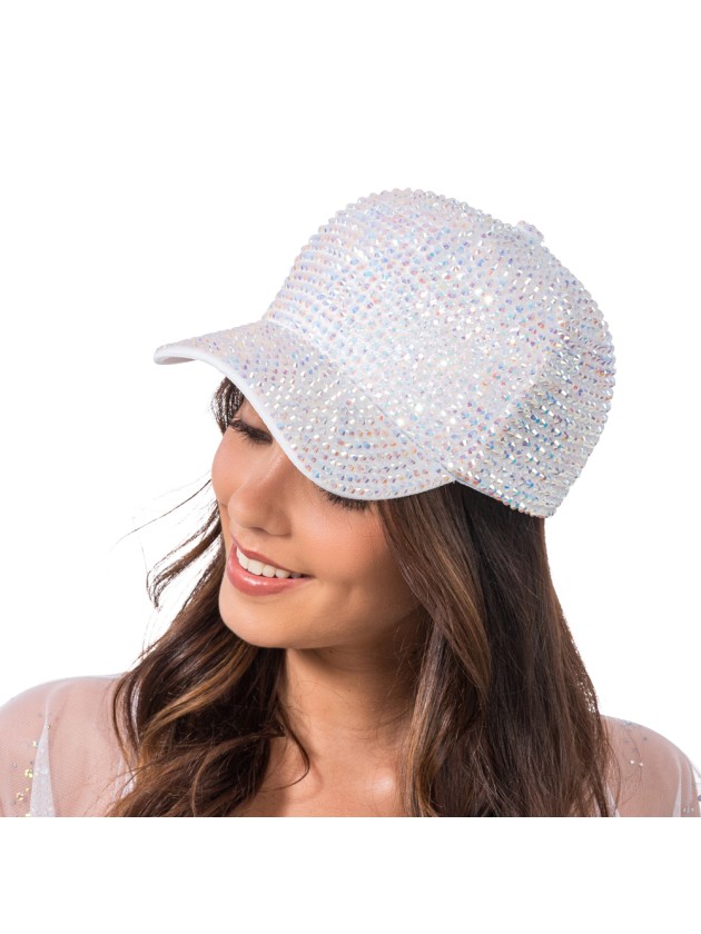 CASQUETTE BLANCHE AVEC STRASS DIAMOND TU