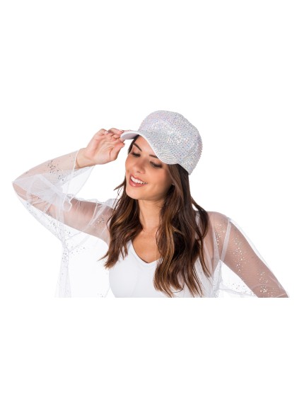 CASQUETTE BLANCHE AVEC STRASS DIAMOND TU