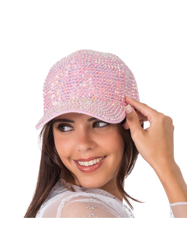 CASQUETTE ROSE AVEC STRASS DIAMOND TU