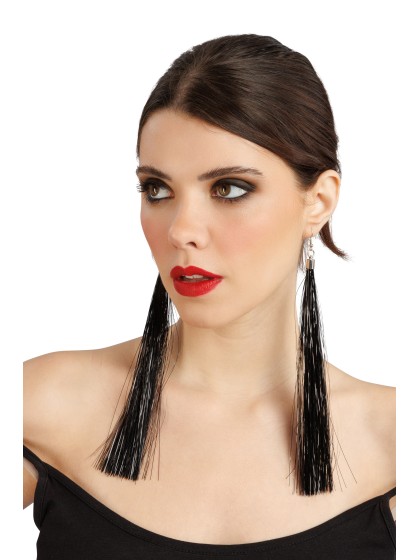 OHRRINGE SCINTILLANTES SCHWARZ 17CM
