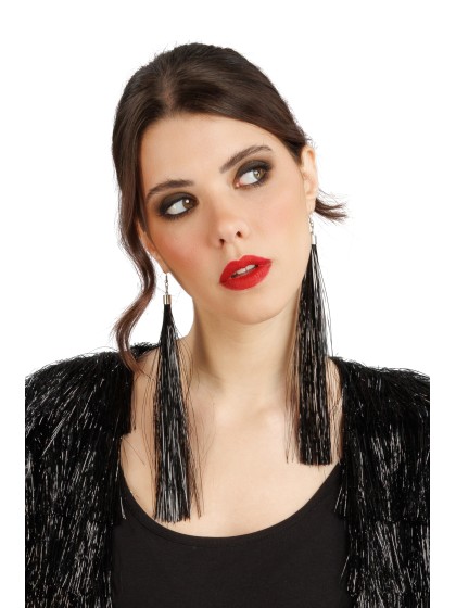 OHRRINGE SCINTILLANTES SCHWARZ 17CM