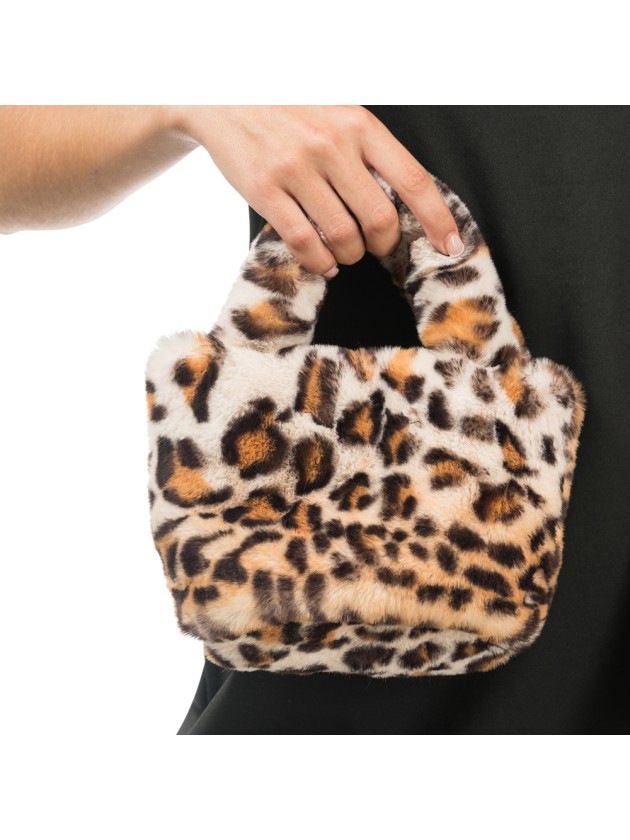 SAC FAUSSE FOURRURE LEOPARD 22CM X 12CM X 22CM
