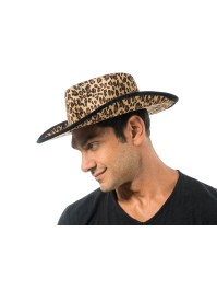 HUT AUS COWBOY LEOPARD Einheitsgröße – mit innerem Gummi