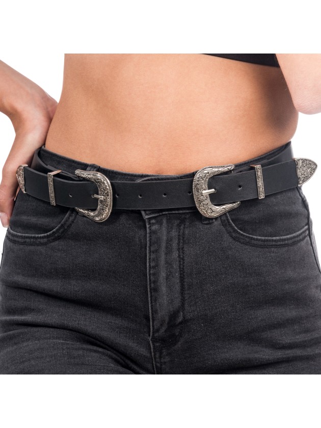 CEINTURE NOIRE DOUBLE BOUCLES TU