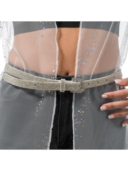 WHITE BELT WITH RHINESTONES 
