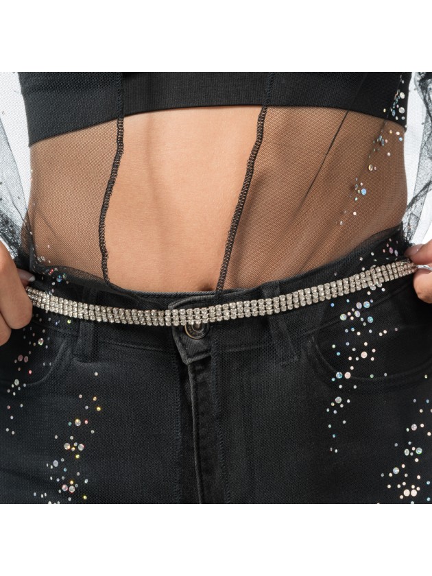 CEINTURE STRASS ARGENT TU - 113CM