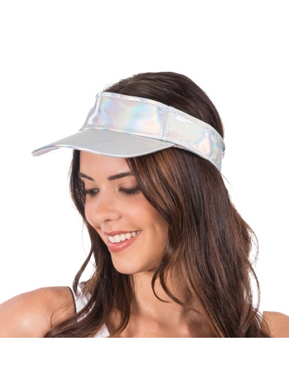 IRIDESCENT SILVER VISOR CAP ONE SIZE