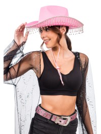 HUT AUS COWBOY ROSA MIT KETTE STRASS DU